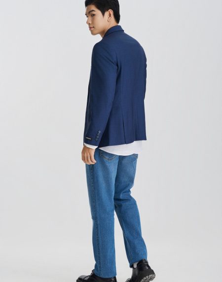 Áo Blazer đồng phục nam - Xanh Navy họa tiết carô chìm