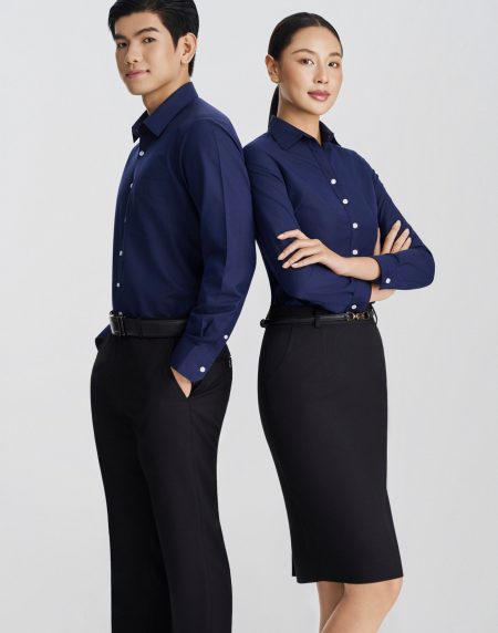 Áo sơ mi nam nữ xanh đen tay dài