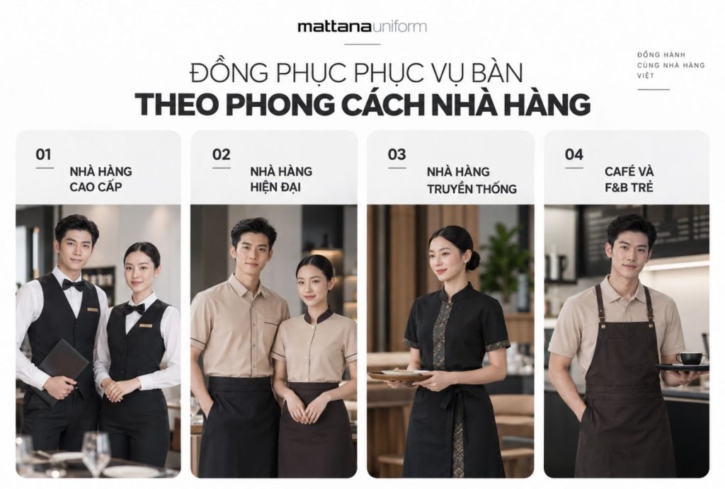 Đồng phục nhân viên phục vụ nhà hàng: mẫu đẹp & tiêu chí chọn