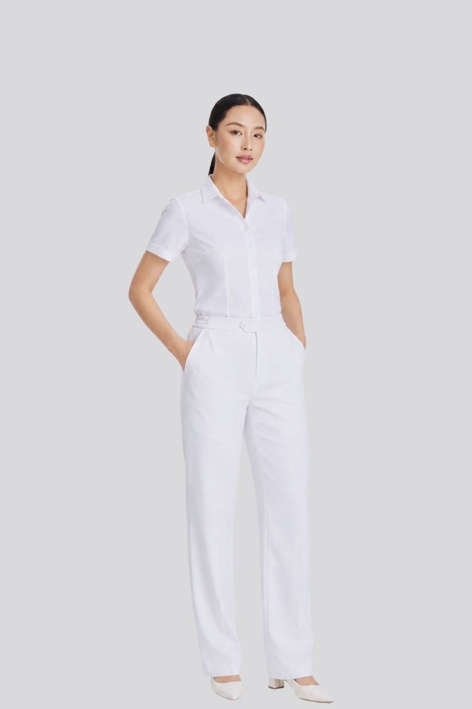 Quần âu nữ cạp cao đồng phục - trắng