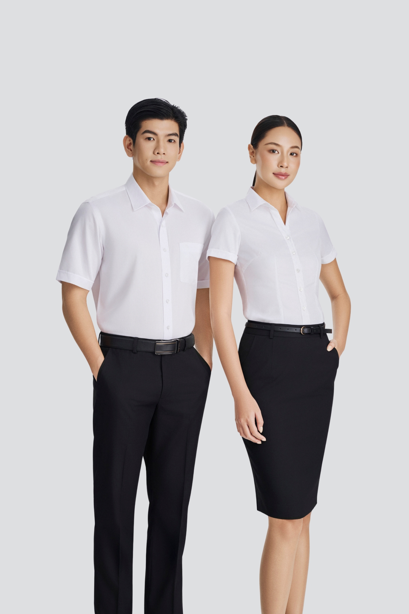 Áo sơ mi đồng phục Nam - Nữ tay ngắn - Trắng 1 Áo sơ mi đồng phục Nam - Nữ tay ngắn - Trắng