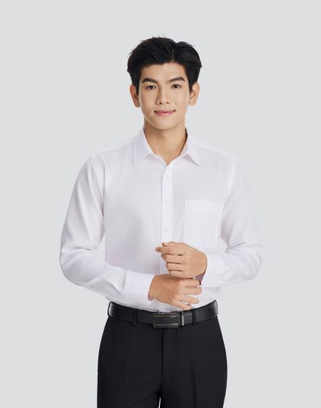 Áo sơ mi đồng phục nam tay dài - Trắng