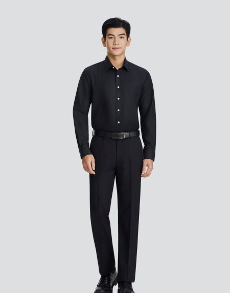 Bộ đồng phục nam - sơ mi đen tay dài - quần tây đen