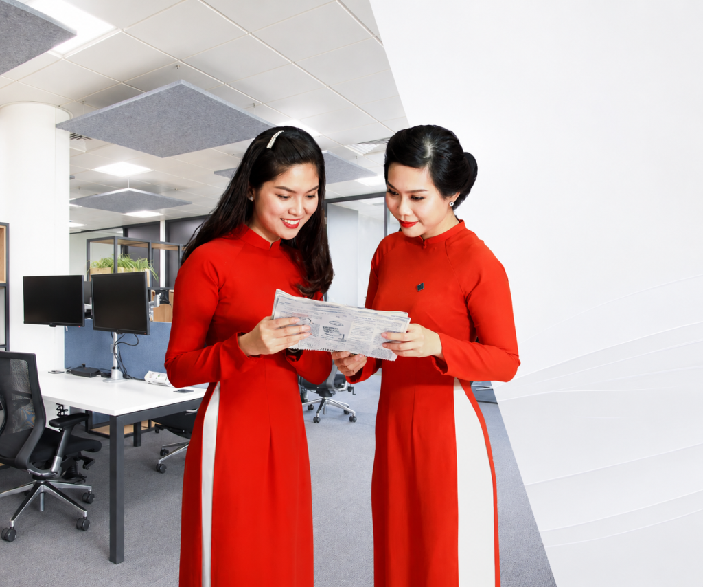 Áo dài đồng phục công sở: mẫu đẹp cho doanh nghiệp, ngân hàng, lễ tân